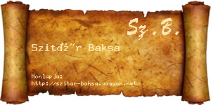 Szitár Baksa névjegykártya